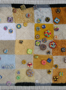 Suzann’s polymer clay button cloth, up close