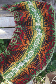 Navajo Churro knitted rug, in progress