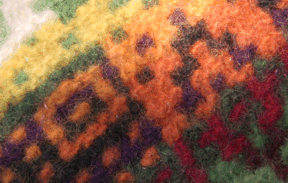 close up of felted churro rug