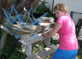 winding yarn outside