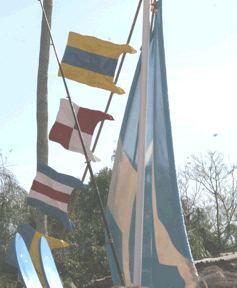 nautical flags spell D-U-C-K at Disney World