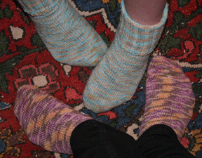 handknit socks for Ella and me
