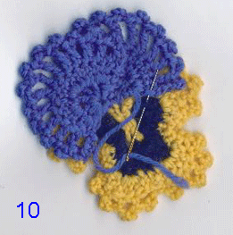 step by step photos for free Fancy Pansy crocheted flower pattern
