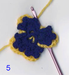 step by step photos for free Fancy Pansy crocheted flower pattern