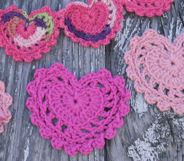 crocheted hearts