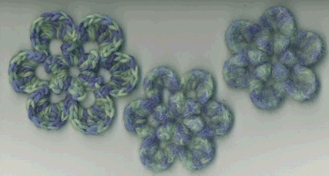 felted crocheted flowers with Caron Felt-It