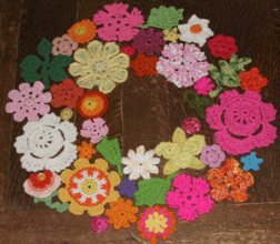 experimental arrangement of flowers for doily