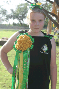 Eva and her crocheted homecoming mum