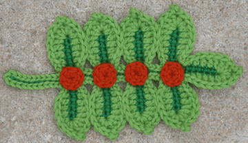 Crocheted Leaves and Berry Spray by Suzann