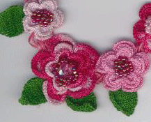 Crocheted flower necklace from Turkey, close-up