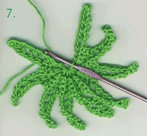 Crocheted Palm Leaf, step-by-step