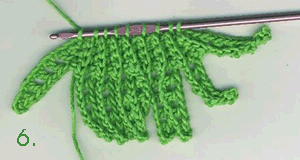 Crocheted Palm Leaf, step-by-step