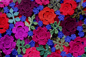 closeup of Crocheted Rose Poncho