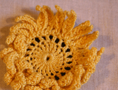 Crochet Bouquet Sunflower with some petals uncurled