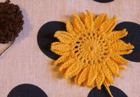 Crochet Bouquet Sunflower after wet-blocking