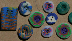 polymer clay buttons made in Suzann's class