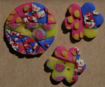polymer clay buttons made in Suzann's class
