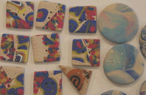 polymer clay buttons made in Suzann's class